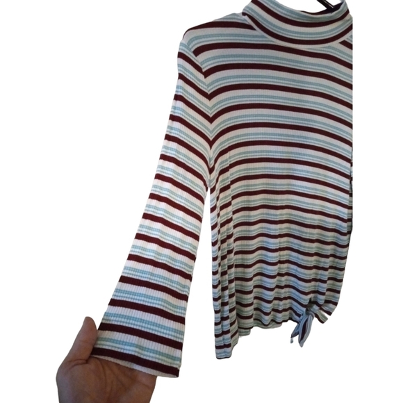 2/$25 St.John's Bay Mock Neck LS Tees Striped Tie Side Soft Layering 90's Y2K M - Picture 8 of 11